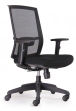 KAL HB Task. Synchro Mech. Arms. 135Kg. Black Mesh Back. Black Fabric Seat Only